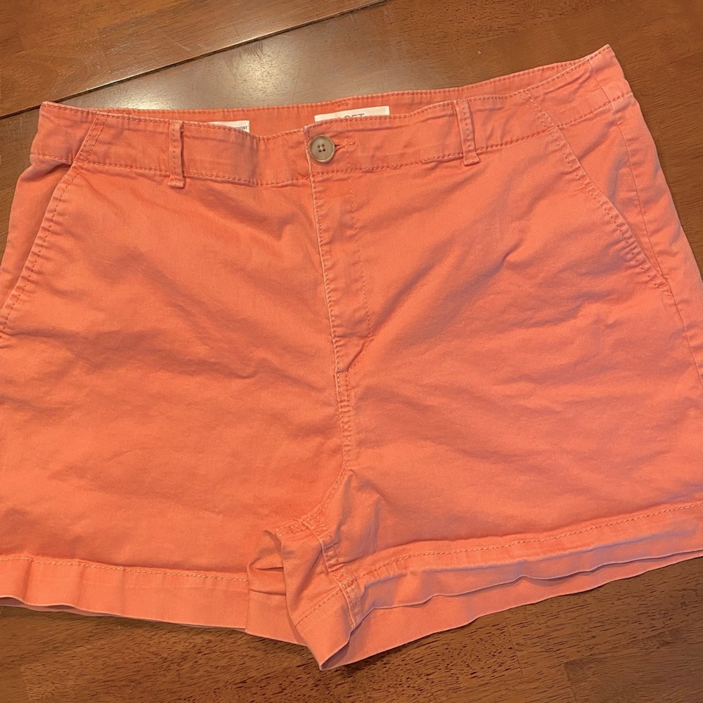 Peach/Coral LOFT "The Washed Twill Short" SZ 14, EUC